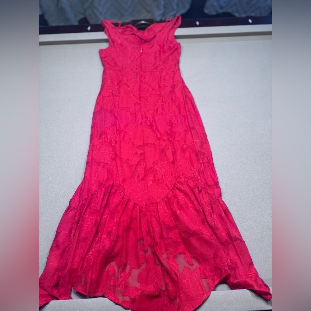 Taylor Red Floral Burnout Maxi Dress - Picture 4 of 9